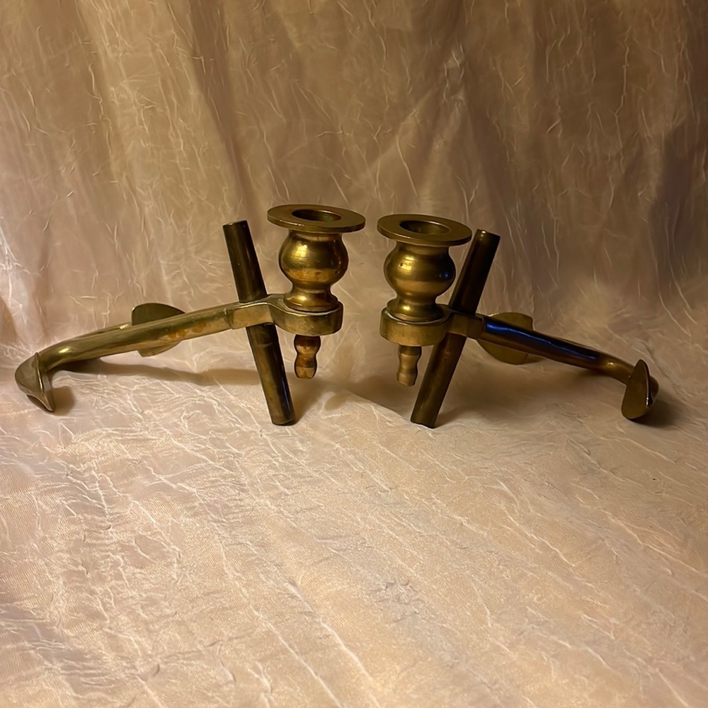 Brass Nautical Anchor Candle Holders- set of 2, vintage